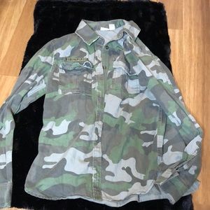 Mudd Army Button-Down Long Sleeve Top